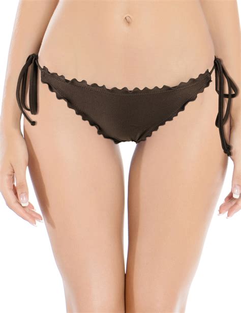 RELLECIGA Damen Bademode Bikini Unterteil mit Schnürchen Bottom Ruffle