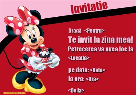 Invitatie La Petrecere De Copii Personalizat Cu Minnie Mouse