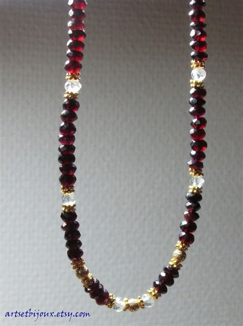 Garnet Necklace Red Garnet Green Amethyst & Gold Necklace - Etsy