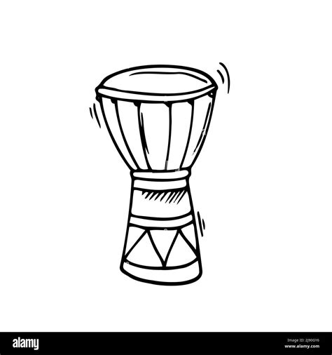 Doodle Djembe Africano Ilustración En Vector Icono De Djembe Africano Dibujado A Mano En Vector