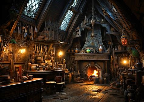 Premium Photo | Interior decoration dark interior of the witch house