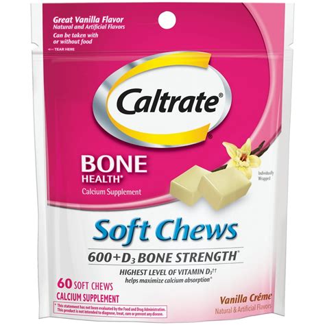 Caltrate Bone Health 600 Plus D3 Calcium Soft Chews Vanilla 600 Mg