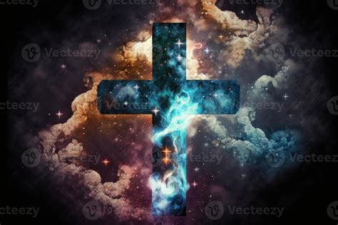 Galaxy Background With Cross