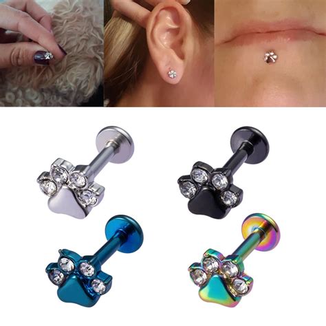 Pc Paw Lip Ring Labret Stud Monroe Piercing Bar Stainless Steel Tragus