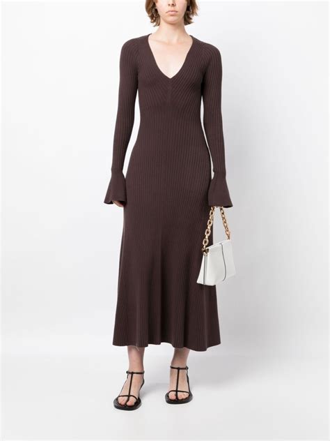 Anna Quan Ribbed Knit V Neck Dress Farfetch