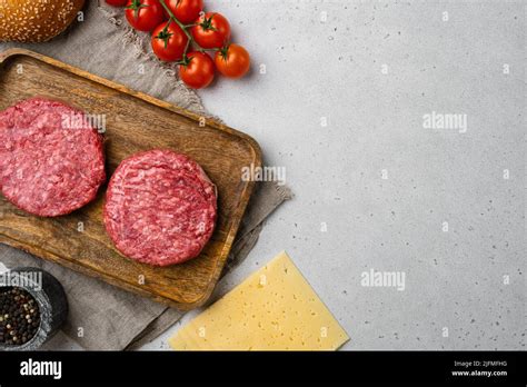 Organic Raw Ground Beef Round Patties For Making Homemade Burger On