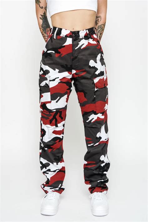 Cherry Red Camo Cargo Pants Camo Outfits Pants For Women Cute Pants