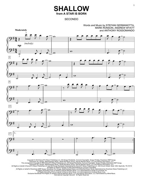 Shallow From A Star Is Born Arr David Pearl By Lady Gaga And Bradley Cooper Sheet Music For