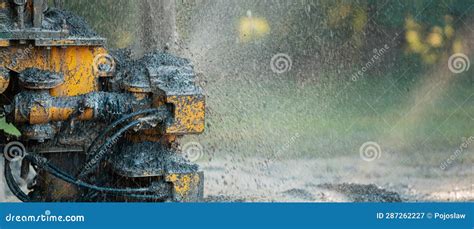 Close Up Of Well Drilling Rig Boring Dowin Into The Earth Stock Image