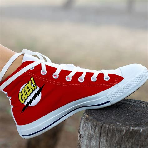 Custom Geek Shoes Personalized Geek Sneakers Red Shoes Etsy