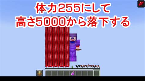 【マイクラ】コマンドで体力255にして、色々な高さから落下を検証するマインクラフト Youtube