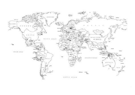 labelled world map printable