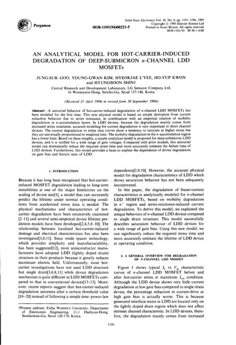 Pdf An Analytical Hot Carrier Degradation Model For Ldd Nmosfets