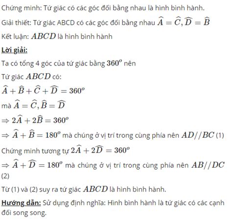 Các Dấu Hiệu Nhận Biết Hình Bình Hành Lớp 8 Kèm Cách Chứng