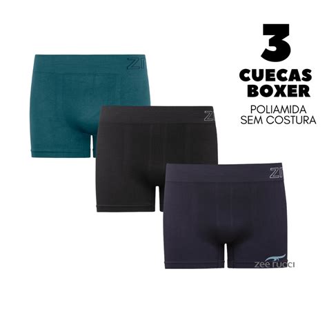 Kit Cuecas Boxer Em Poliamida Microfibra Sem Costura Zee Rucci