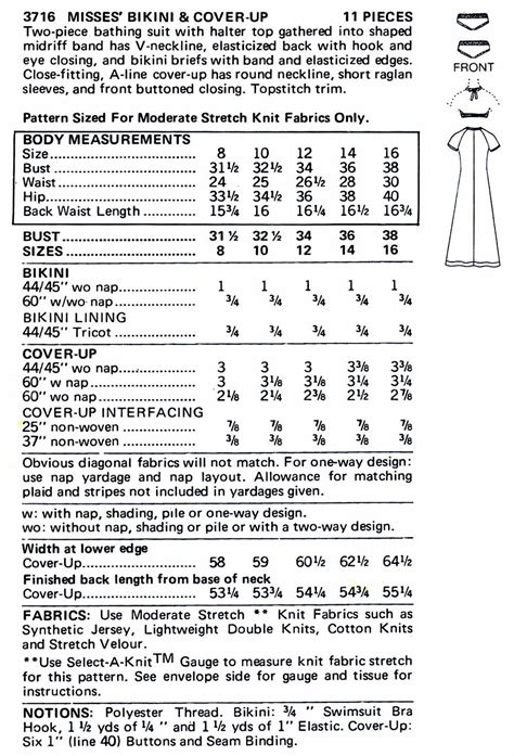 1970s Bikini Bathing Suit Cover Up Butterick 3716 Or Butterick Etsy