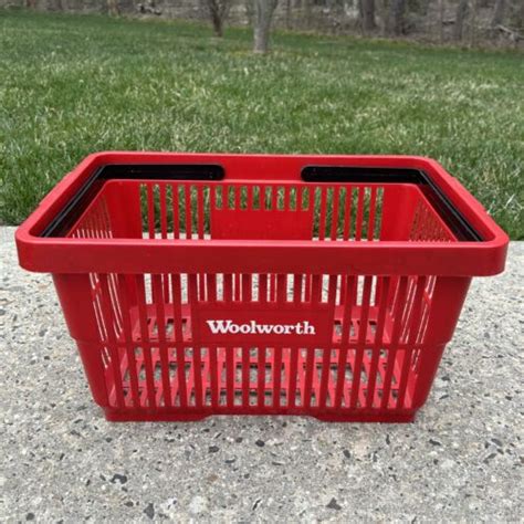 Vintage Woolworth Department Store Red Plastic Hand Shopping Basket A