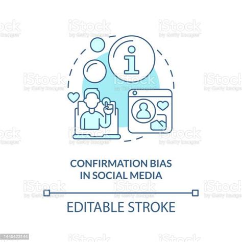 Confirmation Bias In Social Media Turquoise Concept Icon Stock