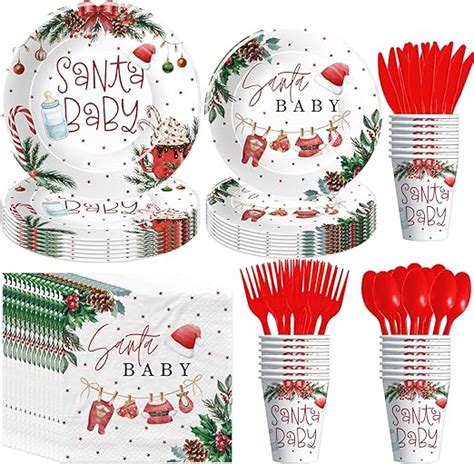 Amazon Hipvvild Christmas Baby Shower Decorations Tableware Santa