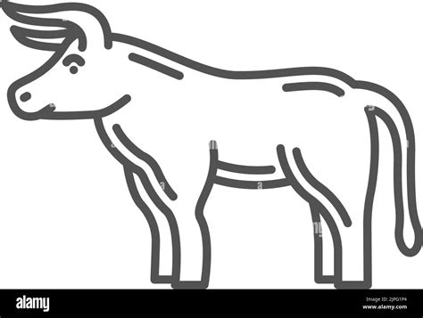 Ox zodiac symbol, Chinese horoscope animal isolated line art monochrome ...