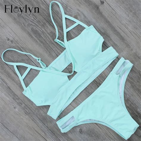 Floylyn Strappy Bandage Swimsuit Sexy Push Up Bikini Swimwear New