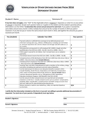 Fillable Online Dependent Verification Of Untaxed Income