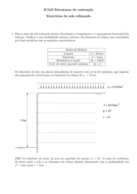 PDF IC523 Estruturas de contenção Exercícios de solo reforçadopersio