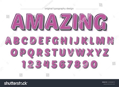 Purple Cartoon Typography Design Font Royalty Free Stock Vector