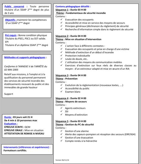 Formations Remise à Niveau SSIAP 2 lille I N F S