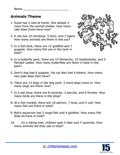 Addition Word Problem 10 Primarylearningorg Worksheets Library