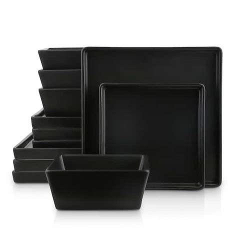 Stone Lain Black Grace Formal Stoneware Set Piece Square Dinnerware