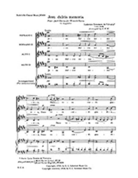 Jesu Dulcis Memoria By Tomas Luis De Victoria SSAA Sheet Music