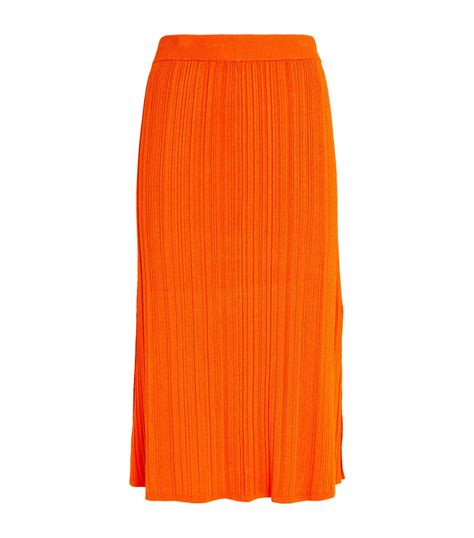 Womens JOSEPH Orange Rib Knit Midi Skirt Harrods US