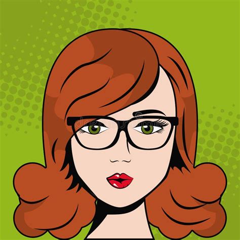 Woman With Glasses Pop Art Comic Stock Vector Illustration Of Cartoon