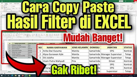 Cara Copy Paste Hasil Filter Di EXCEL Yang Mudah Banget YouTube