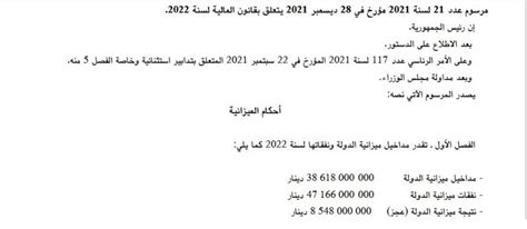 Tunisie Parution De La Nouvelle Loi Des Finances Au JORT 73 Articles