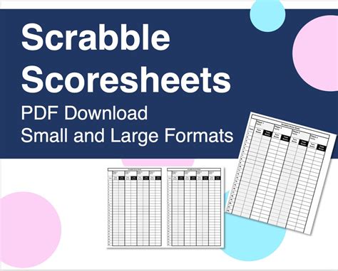 Scrabble Printable Score Sheet 85x11 Downloadable Pdf Etsy