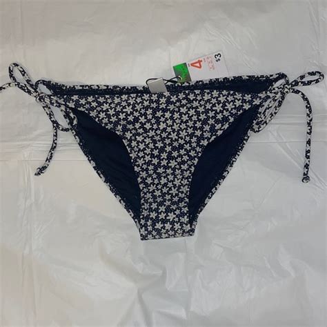 Primark Swim New With Tags Blue And White Flowered Tie String Bikini Bottoms Poshmark