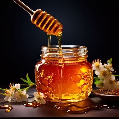 Flower Honey in a Glass Jar Stock Illustration - Illustration of bottle ...