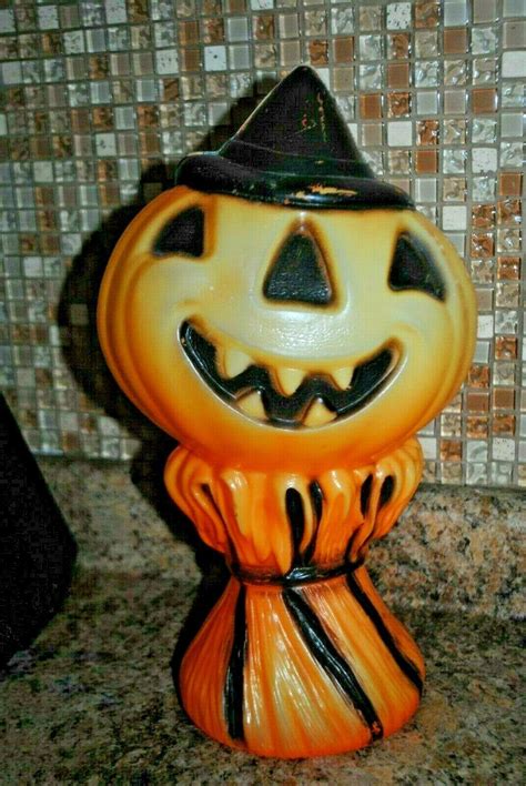 Vintage 1969 Empire Blow Mold Scarecrow Haystack Pumpkin Halloween 14