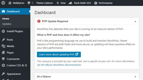 Php Update Required Update Php Version In Wordpress Website Youtube