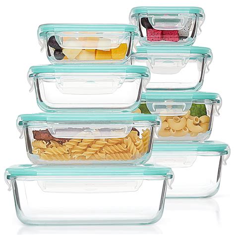 Vtopmart Pcs Glassware Set Rectangular Square Food Storage