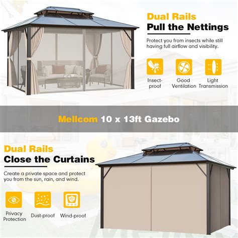 Buy MELLCOM 10 X 13ft Hardtop Aluminum Gazebo Polycarbonate Double