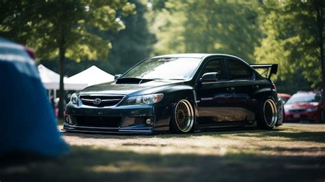 Premium AI Image | A subaru with a black rim and a white rim.