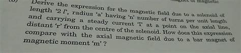 Derive An Expression For Magnetic Field At A Point On The Axial Line Of