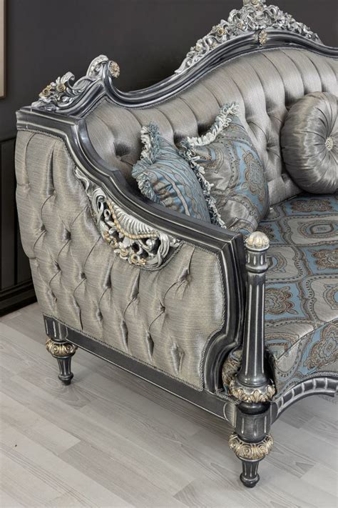 Casa Padrino Luxury Baroque Living Room Set Silver Turquoise Gold