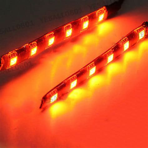 2x 10cm Amber 6 LED 5050 Strip Lights Flexible 12V For Car Boat Motor