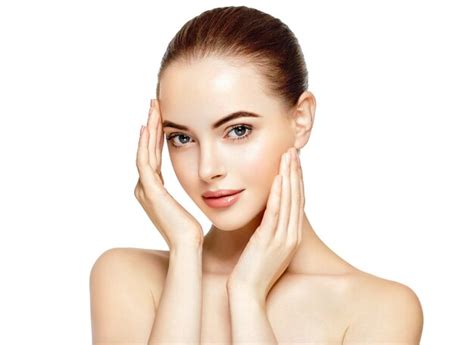 Premium Photo Beautiful Woman Face Portrait With Hands Beauty Skin