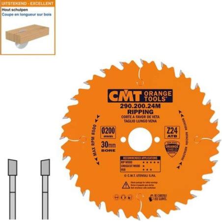 lame de scie circulaire CMT pour coupes en longueur diamètre 200mm