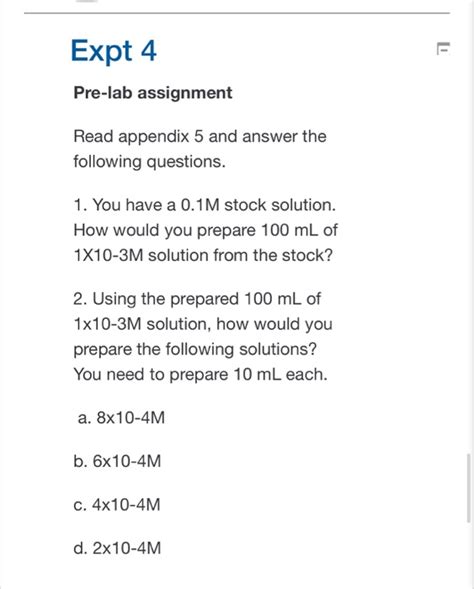 Solved Expt Pre Lab Assignment Read Appendix And Answer Chegg